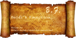 Belák Fausztina névjegykártya